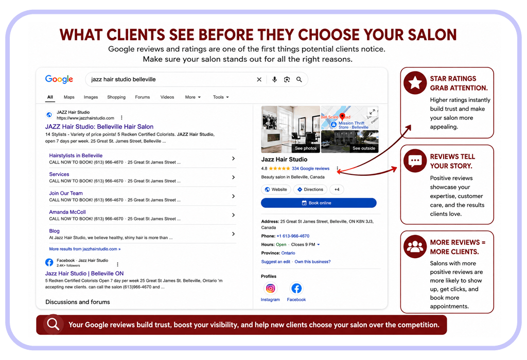 5-star google reviews - what clients see