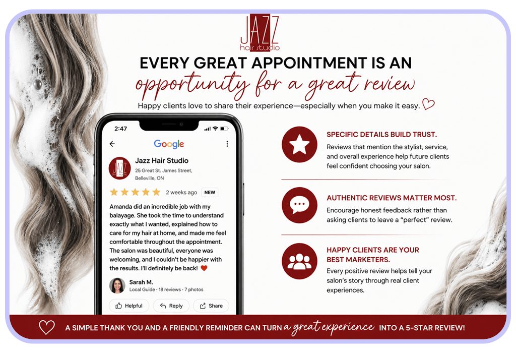 5-star google reviews - every appointment is an opportunity